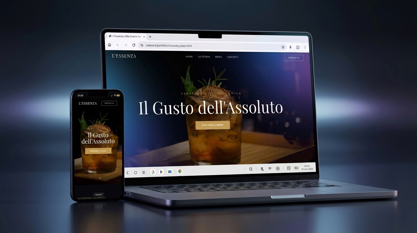 Landinga page ristorante design moderno Crelore